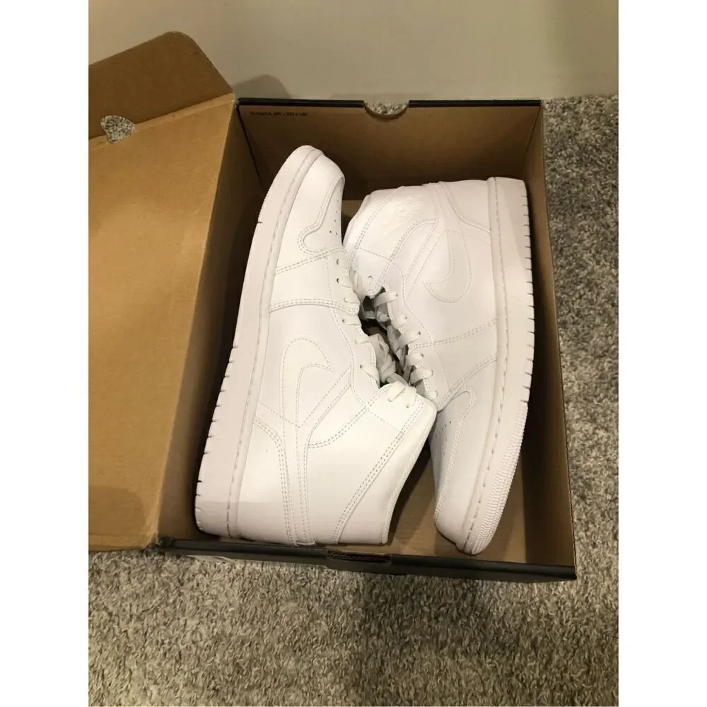 Nike Air Jordan 1 Mid Triple White Mens Size 11
